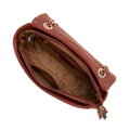 Crossbody z ekokože s geometrickým prešívaním červená 99-4Y-627-4