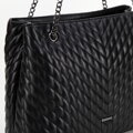 Shopper kabelka z ekokože s geometrickým prešívaním čierna 99-4Y-603-1