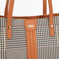 Dámska károvaná shopper kabelka z ekokože hnedá 99-4Y-619-5