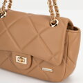 Crossbody z ekokože s geometrickým prešívaním béžová 99-4Y-627-9