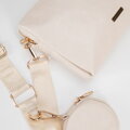 Súprava crossbody kabeliek z ekokože krémová 100-4Y-420-0