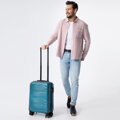 Kabínový kufor z polykarbonátu s rebrovaním modrý 56-3P-981-96