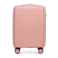 Kabínový kufor vyrobený z polypropylénu s lesklými pruhmi, ružový 56-3T-161-34