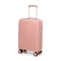 Kabínový kufor vyrobený z polypropylénu s lesklými pruhmi, ružový 56-3T-161-34