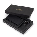 Kožený set peňaženka a kľúčenka čierny 14-S-005-1