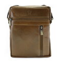 Tmavo hnedý pánsky kožený zipsový crossbag 215-1218-47
