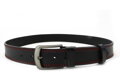 Červenočierny kožený pánsky opasok s dvojitým šitím do 155cm.