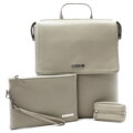 Šedobéžová sada dámskeho batohu, etue a kľúčenky 412-1660-0025-2418-24