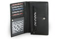 Čierna dámska listová kožená peňaženka s poklopom 511-2018-60
