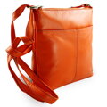 Oranžová kožená zipsová kabelka 212-3013-84