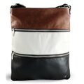 Trojfarebná kožená zipsová kabelka s popruhom 212-3066-60/20/47