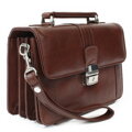 Hnedá pánska kožená etue so sklápacím registrom a držadlom 611-2415-40