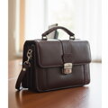 Hnedá pánska kožená etue so sklápacím registrom a držadlom 611-2415-40