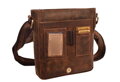 Pánska crossbody taška z brúsenej kože s elegantným preklopom a dvoma zipsovými priehradkami. Praktické jednokomorové vnútro so zapínaním na zips.
