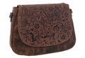 Dámska kožená crossbody kabelka tmavohnedá 420706