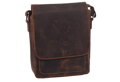 Pánske kožené crossbody tmavohnedý hunter embos jeleň hlava 250909