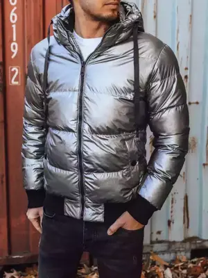 Prešívaná zimná bunda v striebornom prevedení