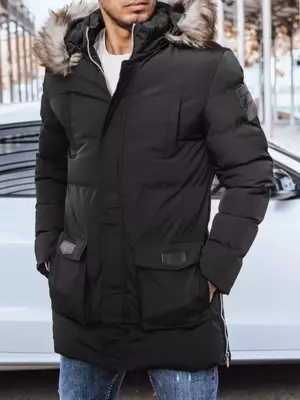 Zimná čierna prešívaná bunda