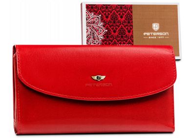 Elegantná veľká dámska peňaženka vyrobená z prírodnej kože— Peterson