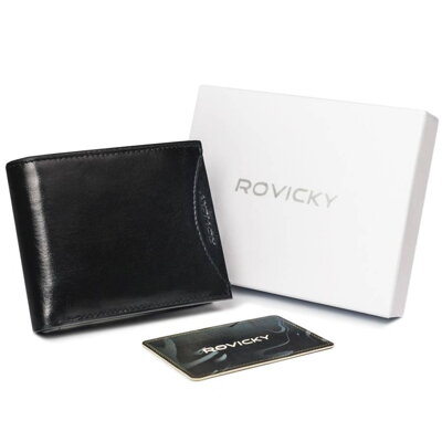 Pánska peňaženka z prírodnej lícovej kože, puzdro s foto okienkom - Rovicky