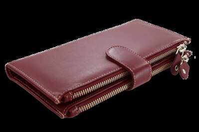Velká kožená burgundy peněženka se zápinkou 511-8129-34