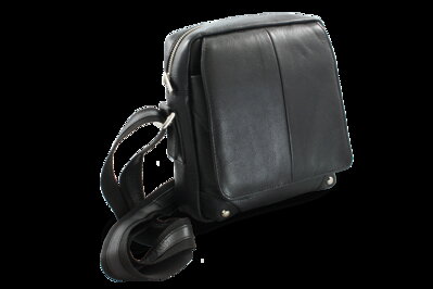 Malý čierny kožený pánsky crossbag 215-1919-60