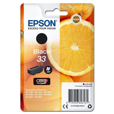 Epson originál ink C13T33314012, T33, black, 6,4ml, Epson Expression Home a Premium XP-530,630,635,830, čierna