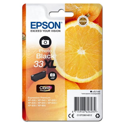 Epson originál ink C13T33614012, T33XL, photo black, 8,1ml, Epson Expression Home a Premium XP-530,630,635,830, photo black