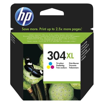 HP originál ink N9K07AE, HP 304XL, Tri-color, blister, 300str., 7ml, HP DeskJet 2620,2630,2632,2633,3720,3730,3732,3735, farebná