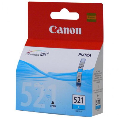 Canon originál ink CLI521C, cyan, 505str., 9ml, 2934B001, Canon iP3600, iP4600, MP620, MP630, MP980, azurová