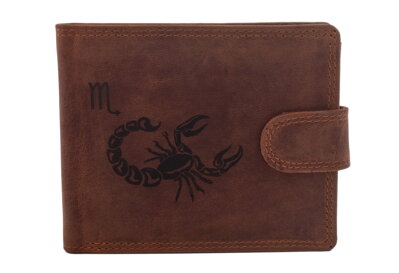Pánska peňaženka MERCUCIO svetlohnedá vzor 35 znamenie škorpión 2911906