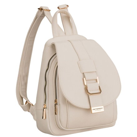 Mały plecak damski plecaczek miejski beżowy ze skóry ekologicznej - Peterson