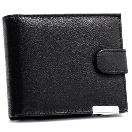 Veľká čierna pánska kožená peňaženka 4U Cavaldi so zapínaním na patent a RFID