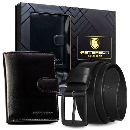 Darčekový set s priestrannou peňaženkou a opaskom Peterson