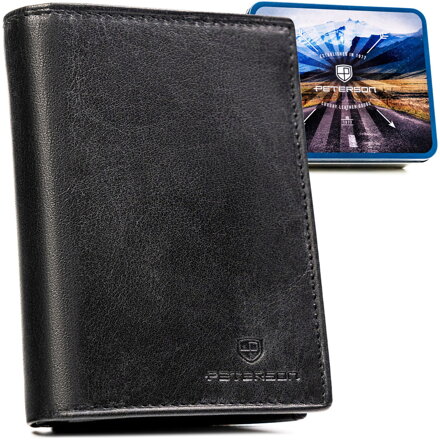 Pánska kožená peňaženka v čiernej farbe s RFID, bez vonkajšieho zapínania - Peterson