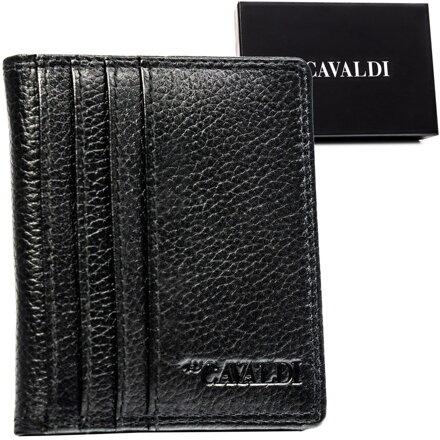 Czarne etui na karty ze skóry naturalnej z systemem RFID - 4U Cavaldi