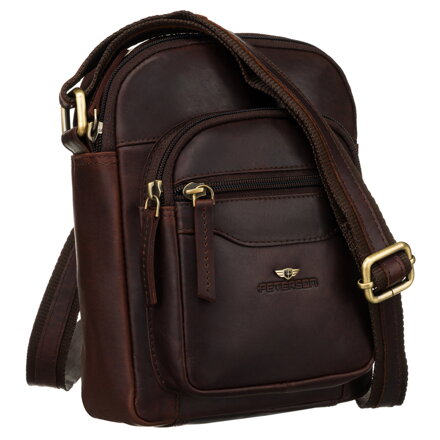 Elegantná hnedá pánska crossbody taška - Peterson