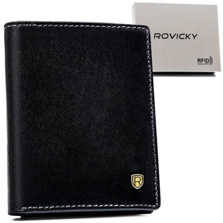 Elegantné čierne kožené puzdro na doklady - Rovicky