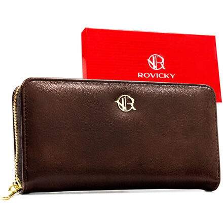 Hnedá dámska peňaženka Rovicky – veľká peňaženka na zips