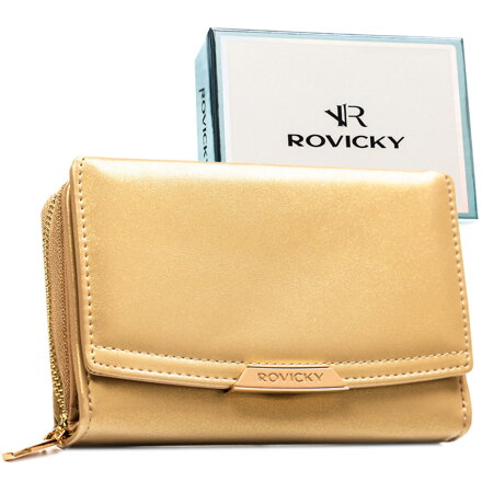 Dámska stredná tmavobéžová peňaženka z ekologickej kože s RFID ochranou