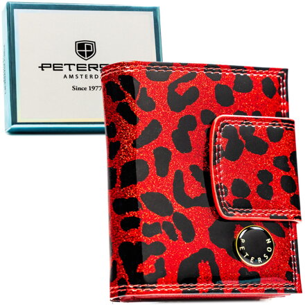 Mały portfel damski ze skóry ekologicznej i naturalnej w czerwonym kolorze - Peterson