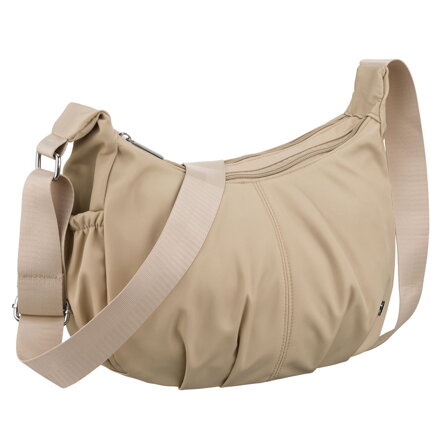 Dámska béžová kabelka z polyesteru so zapínaním na zips, dvojkomorová