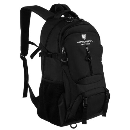 Priestranný turistický ruksak z polyesteru v čiernej farbe - Peterson