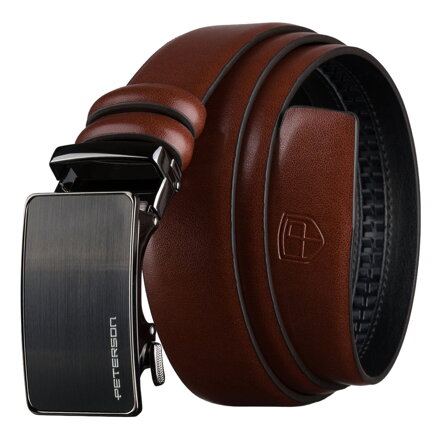 Pánsky kožený opasok v hnedej farbe s automatickou prackou