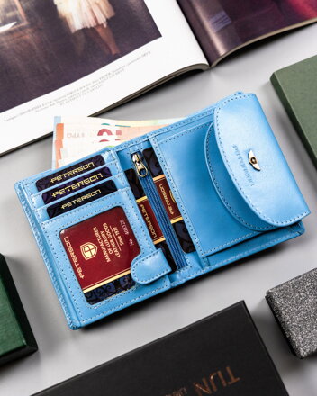 Malá, kožená dámska peňaženka so zapínaním - Peterson