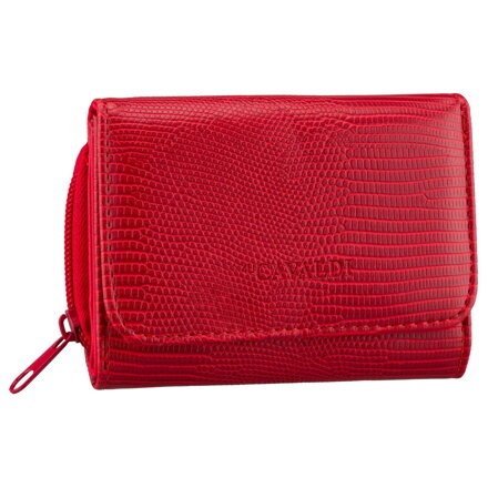Mały, czerwony portfel damski ze skóry ekologicznej zamykany na suwak i zatrzask - 4U Cavaldi