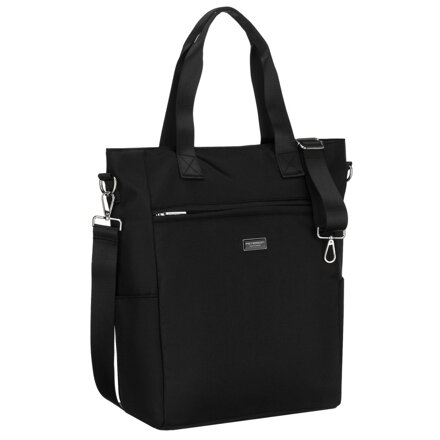 Čierna dámska shopper taška na uchá s odnímateľným popruhom