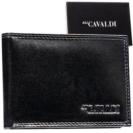 Cienkie, czarne etui na karty ze skóry naturalnej - 4U Cavaldi
