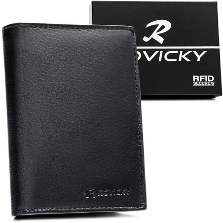 Čierna pánska kožená peňaženka – veľký vertikálny model 