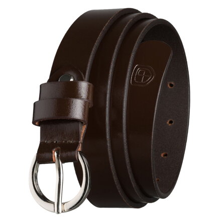 Dámsky kožený opasok hnedý so striebornou prackou Peterson